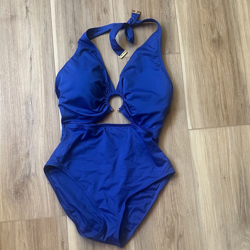 MICHAEL Michael Kors Deep Blue Halter One Piece